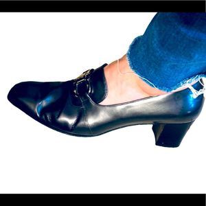 Salvatore Ferragamo chuckY heel genuine leather women’s size shoes VINTAGE blue